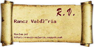 Rancz Valéria névjegykártya